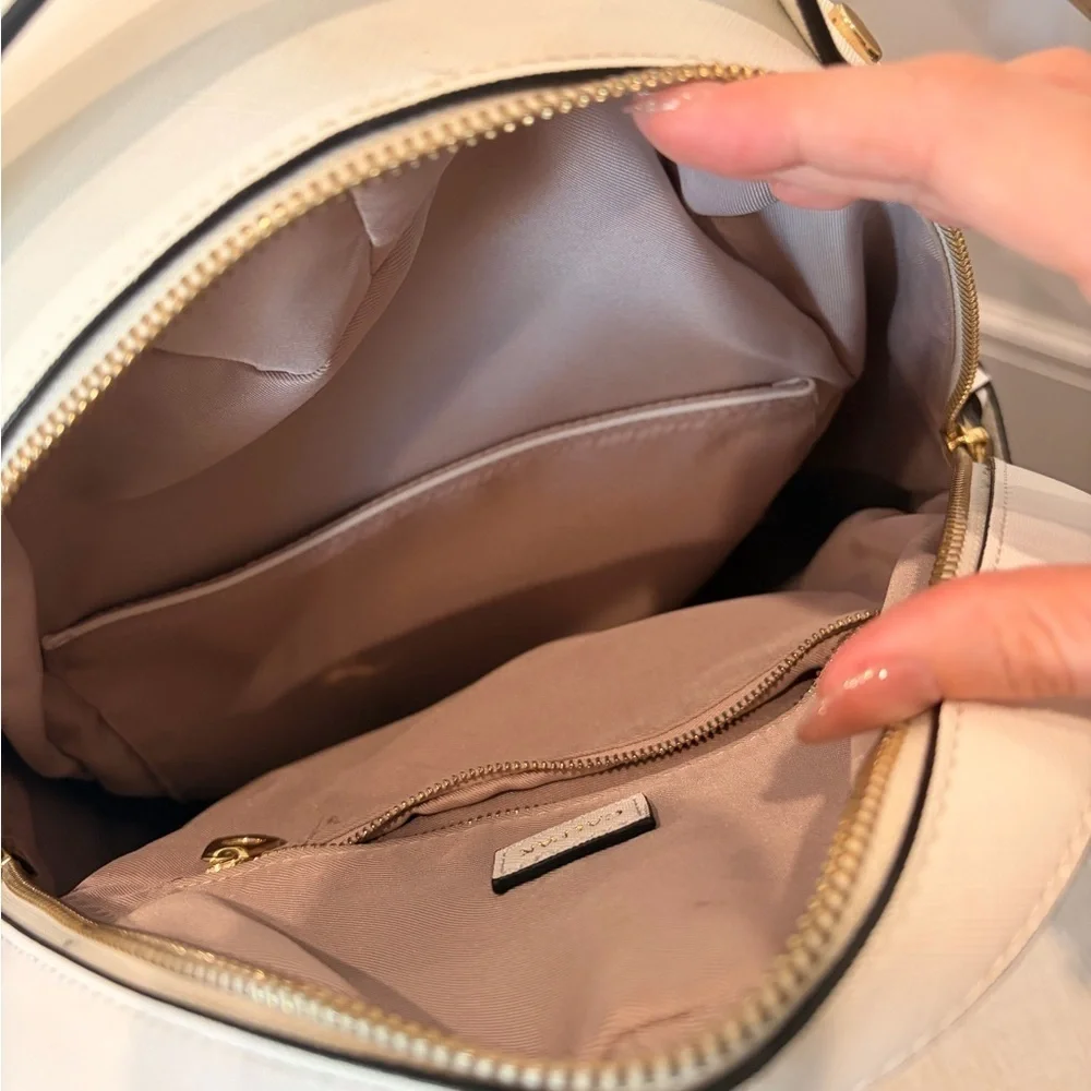 Calpak Cream Backpack with Black Detailing